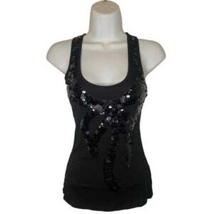 Black Racerback Tank with Sequined Bow (NWT)
